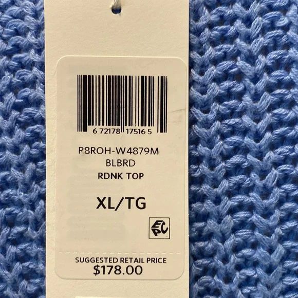Eileen Fisher Organic Textured Cotton Sweater Bright Blue size XL NWT - Picture 9 of 10